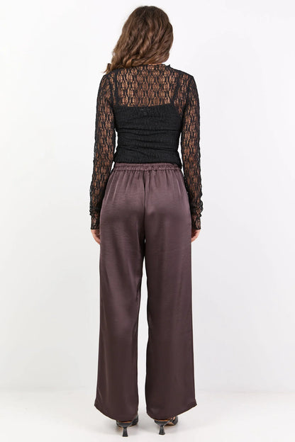 BY ROSA GRANDEUR WIDE LEG PANTS - CHOCOLATE