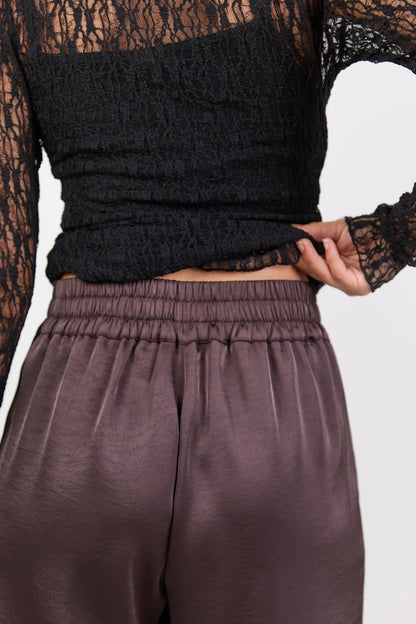 BY ROSA GRANDEUR WIDE LEG PANTS - CHOCOLATE