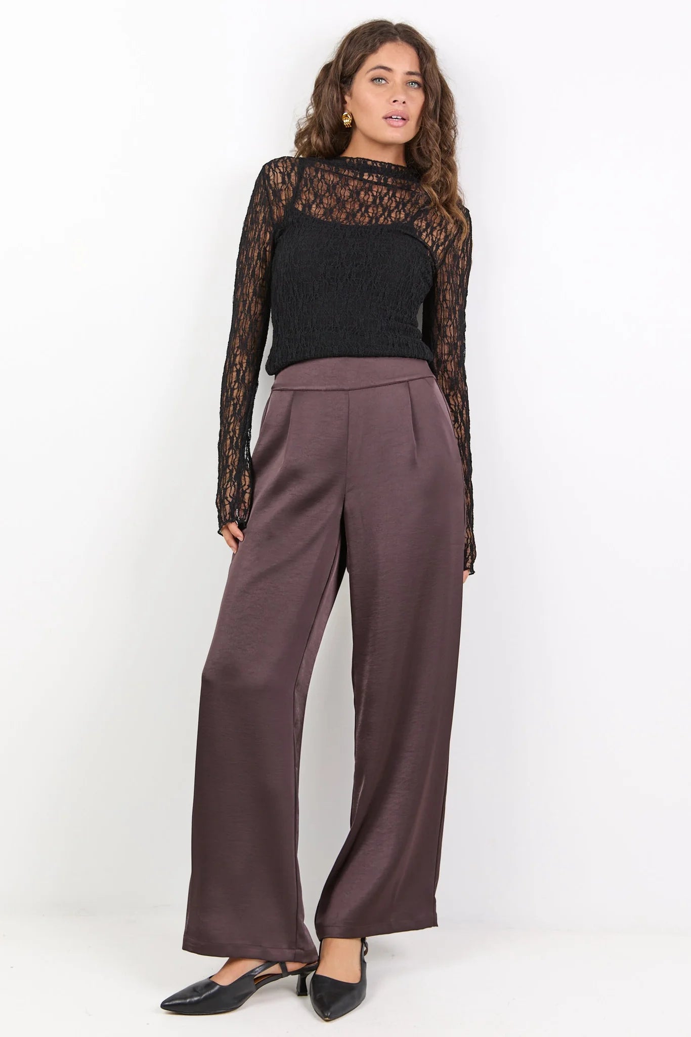 BY ROSA GRANDEUR WIDE LEG PANTS - CHOCOLATE