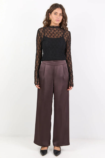 BY ROSA GRANDEUR WIDE LEG PANTS - CHOCOLATE