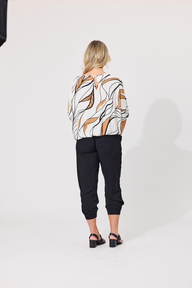 LEMON TREE DESIGN - ALESSA PRINT TOP - LEAFY WHITE