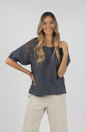 HUMIDITY LIFESTYLE LAGOON BLOUSE - STEEL - HS24203