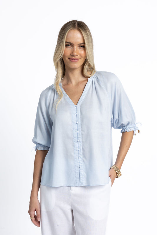 HUMIDITY LIFESTYLE REECE BLOUSE - ICE BLUE