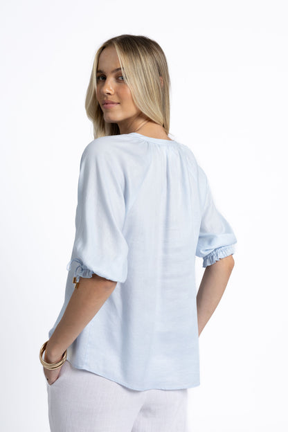 HUMIDITY LIFESTYLE REECE BLOUSE - ICE BLUE
