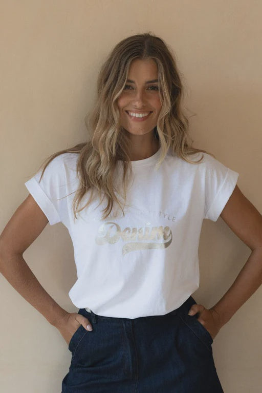 HUMIDITY LIFESTYLE GLITTER TEE - ROSE GOLD