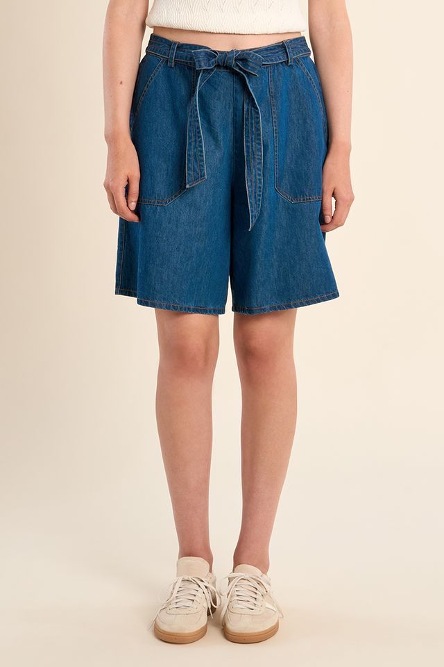 MOLLY BRACKEN WOVEN SHORTS - MID BLUE