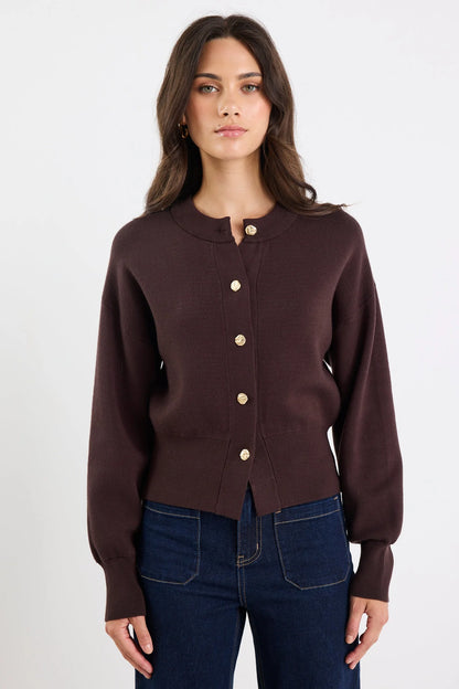 IVY & JACK HALLMARK CARDIGAN - CHOCOLATE