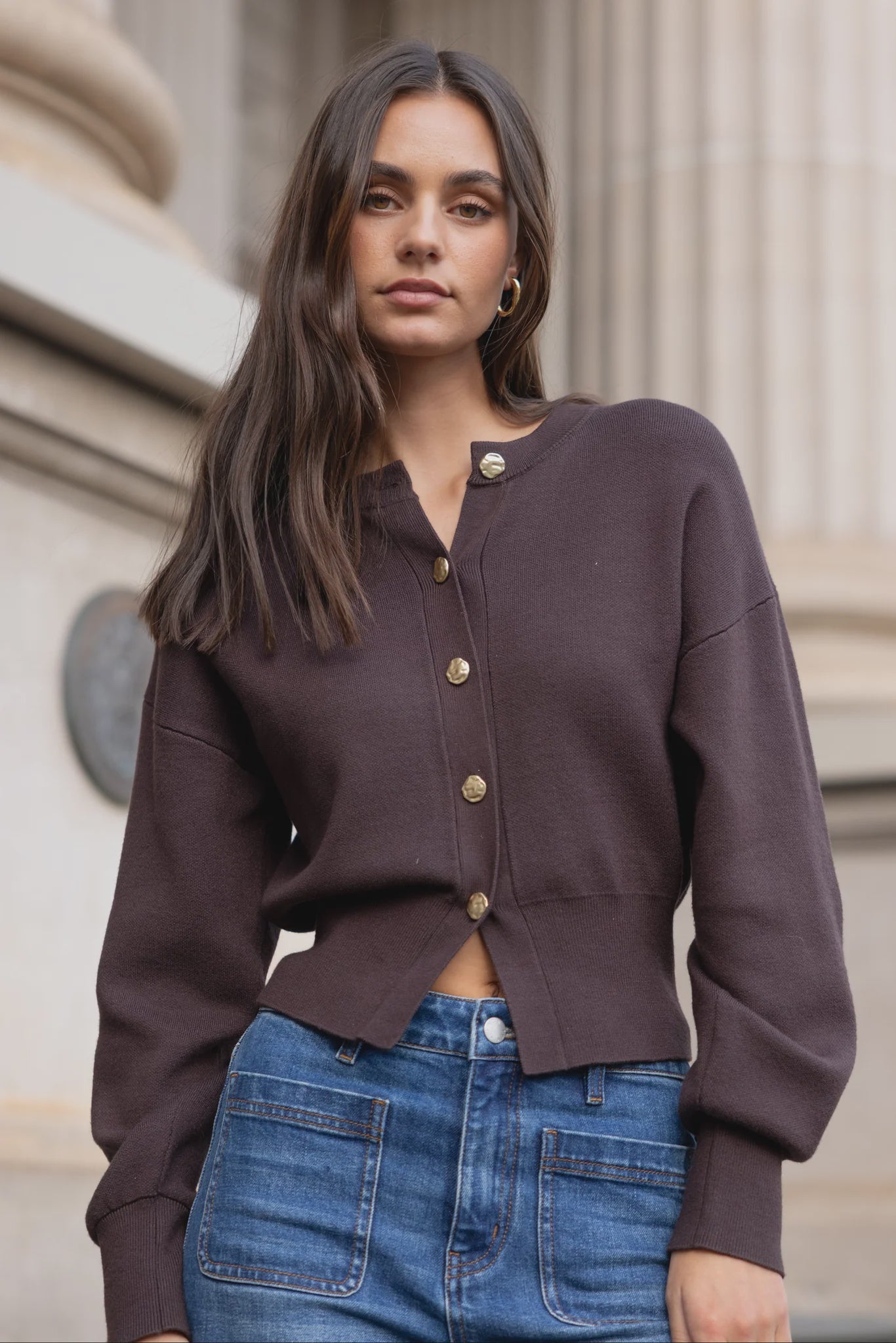 IVY & JACK HALLMARK CARDIGAN - CHOCOLATE