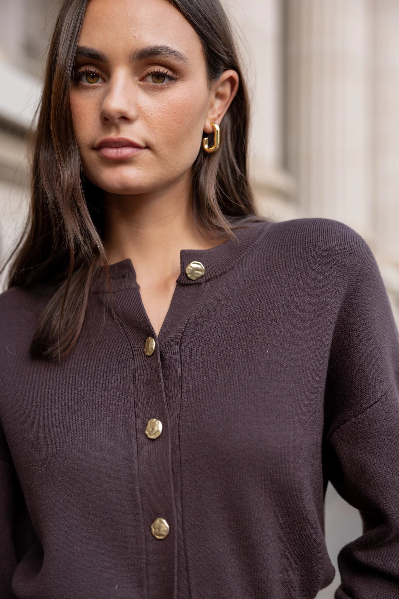 IVY & JACK HALLMARK CARDIGAN - CHOCOLATE