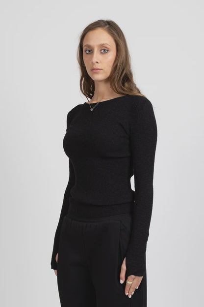 FEDERATION HARPER LS TOP - BLACK