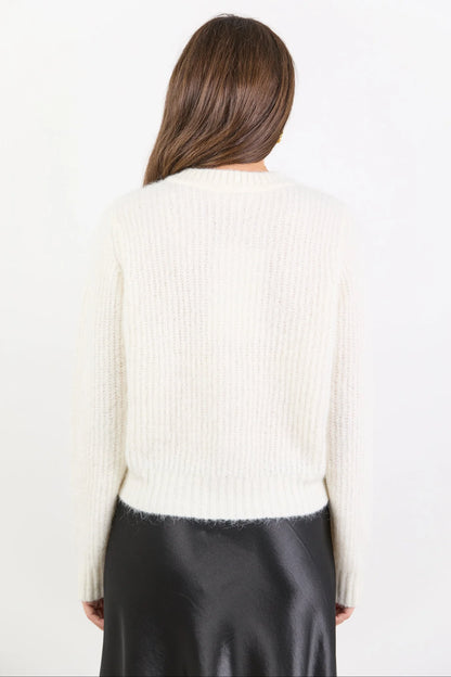IVY & JACK HIGHLIGHT CREWNECK CARDIGAN - IVORY