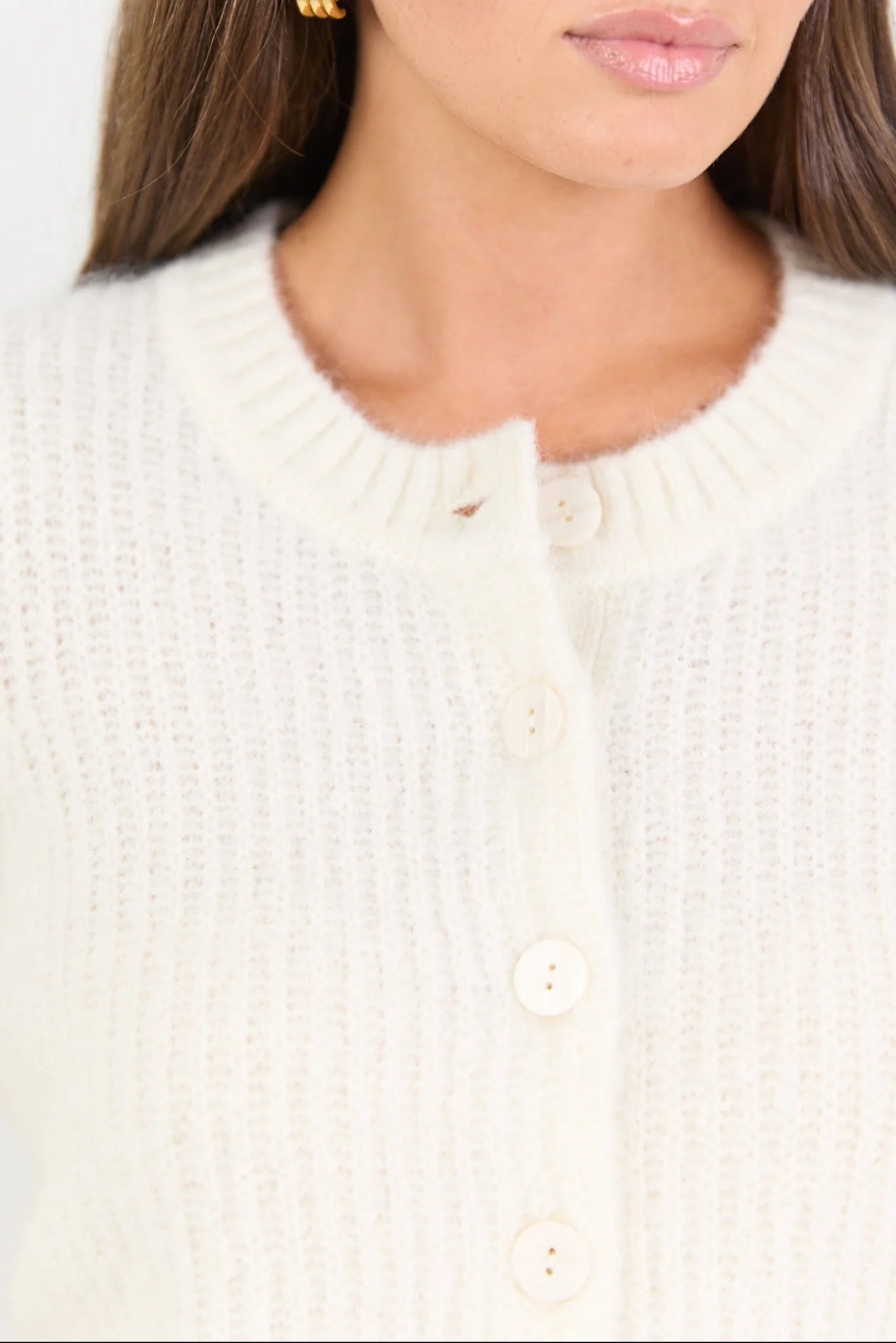 IVY & JACK HIGHLIGHT CREWNECK CARDIGAN - IVORY