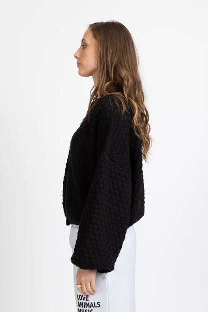 FEDERATION HONEYCOMB CARDI - BLACK