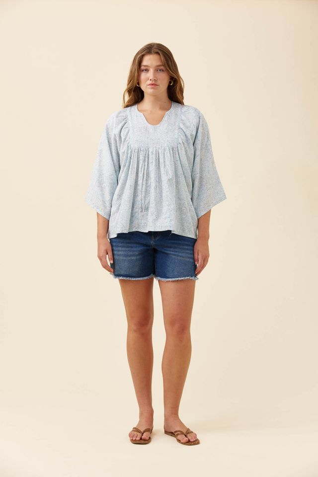 ISLE OF MINE WILMA BLOUSE - LIGHT BLUE