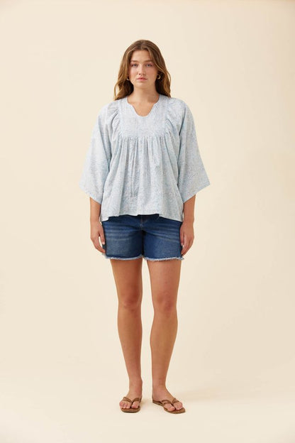 ISLE OF MINE WILMA BLOUSE - LIGHT BLUE