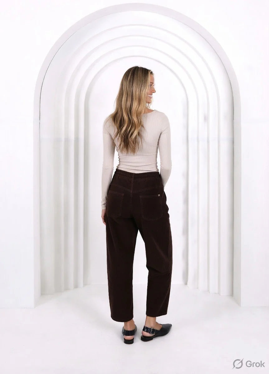 MONACO JEANS - LEO BARREL JEAN CORDUROY - CHOCOLATE