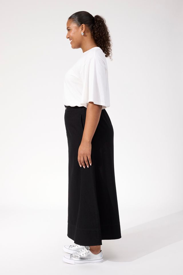 HAVEN DENVER DENIM SKIRT - BLACK