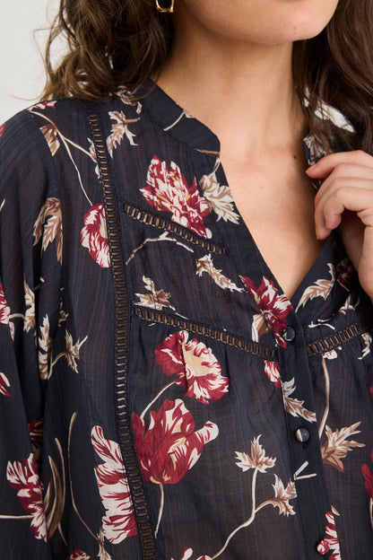 IVY & JACK INSTRUMENTAL L/S SHIRT - BLACK WILDFLOWERS