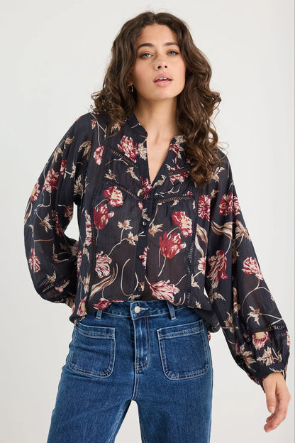 IVY & JACK INSTRUMENTAL L/S SHIRT - BLACK WILDFLOWERS