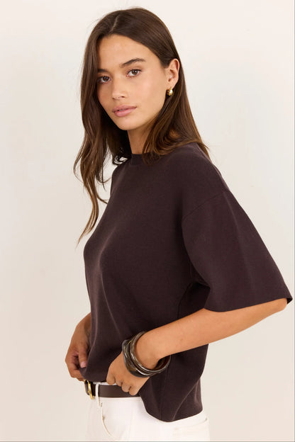 STORIES BE TOLD - INTREPID KNIT TEE - CHOCOLATE