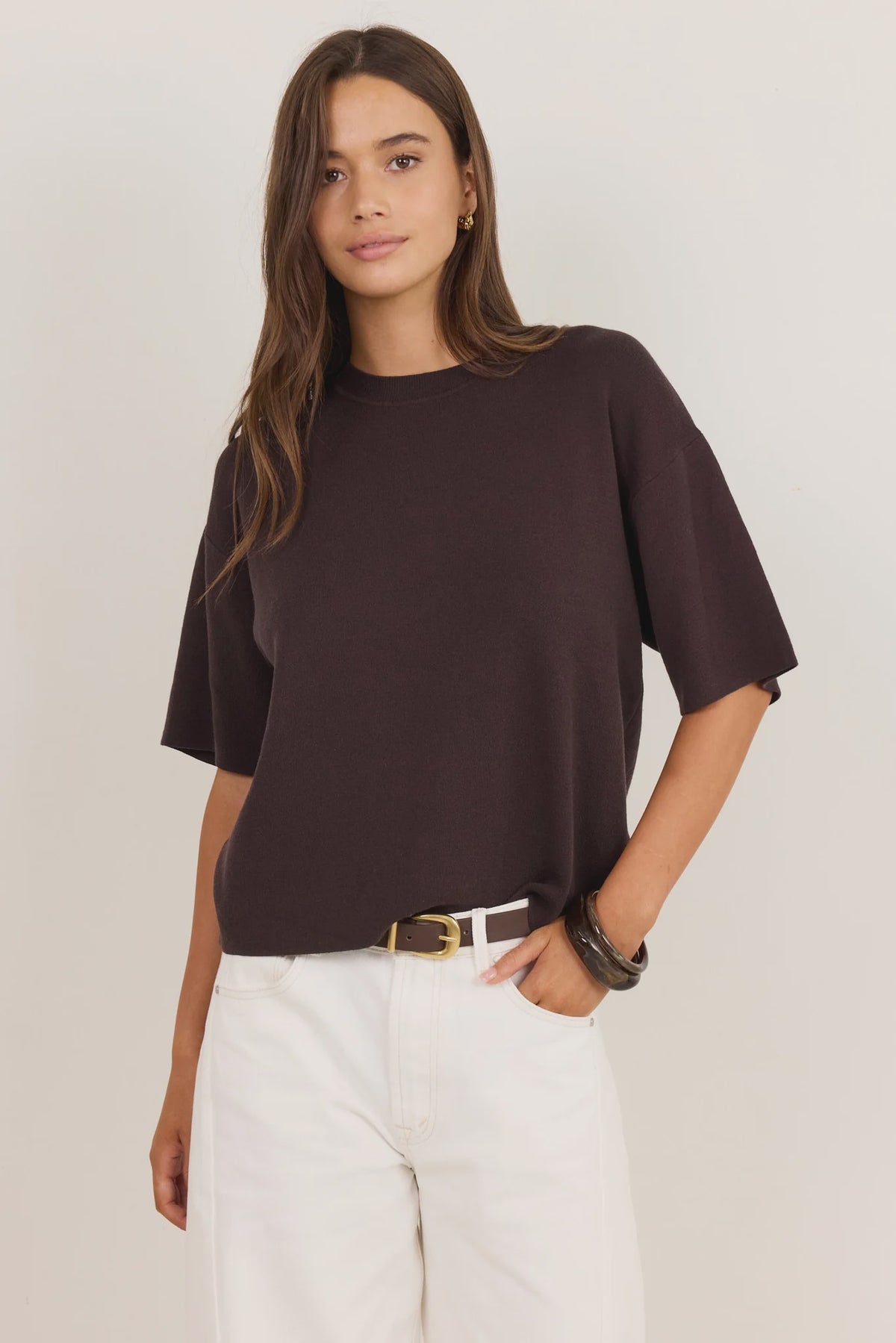 STORIES BE TOLD - INTREPID KNIT TEE - CHOCOLATE