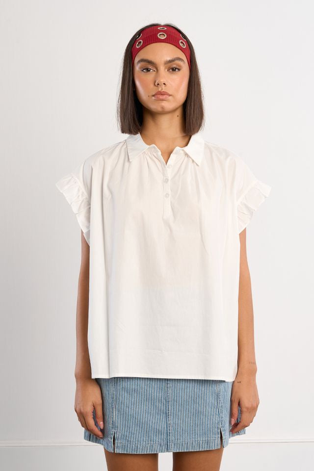 LILI SIDONIO WOVEN TOP - WHITE