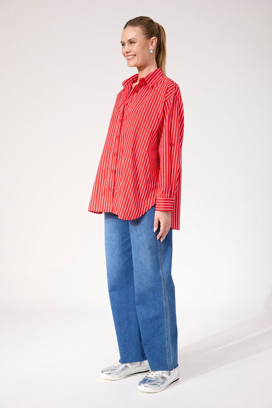 HAVEN FAIRBANKS STRIPE SHIRT - RED