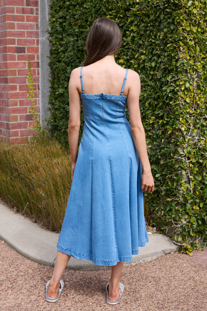 AUGUSTINE ALAIA DENIM MIDI DRESS - DENIM