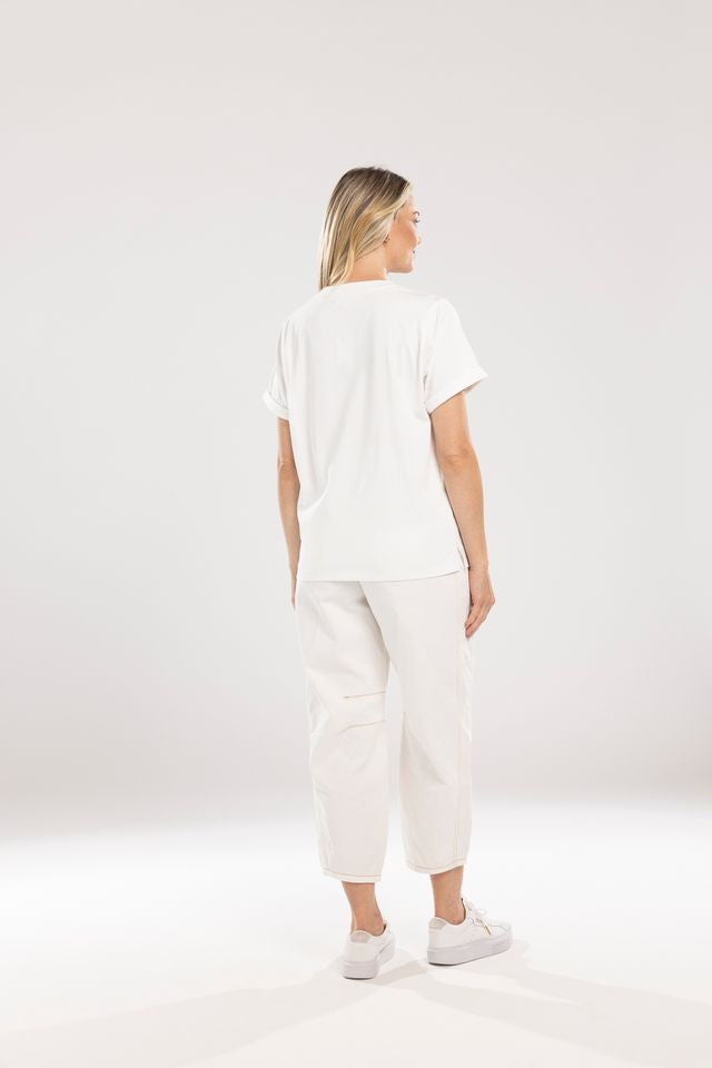 MI MOSO BOW TEE - WHITE/BLUE BOWS