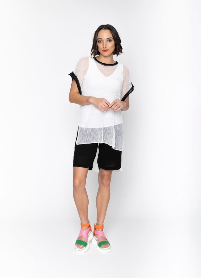 BLACKLIST LORENZA TUNIC - WHITE + BLACK TRIM