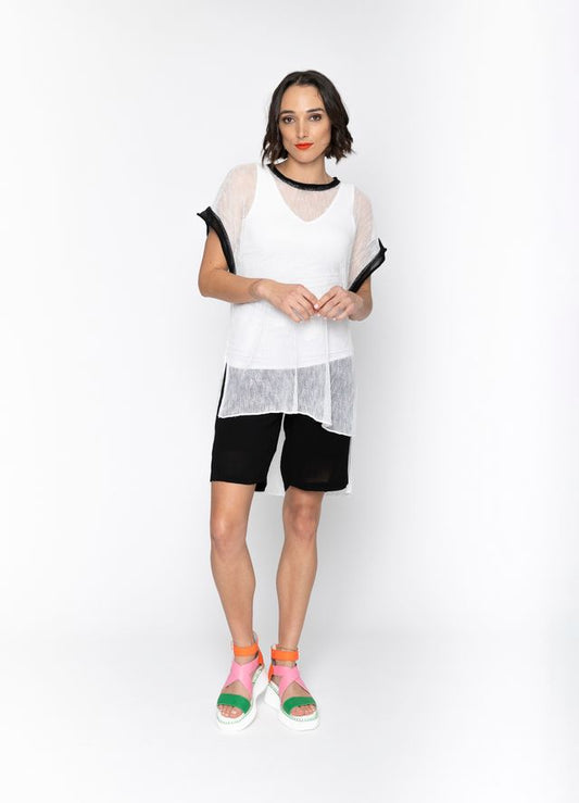 BLACKLIST LORENZA TUNIC - WHITE + BLACK TRIM