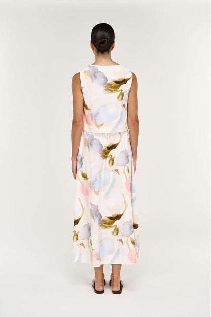 STAPLE THE LABEL VALEA MIDI SKIRT - WATERCOLOUR FLORAL