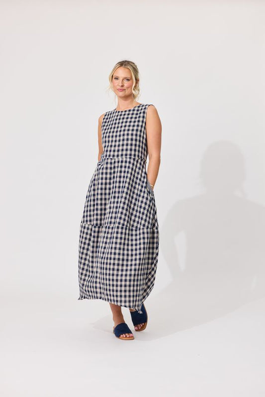 LEMON TREE DESIGN - ANTONIA DRESS - NAVY GINGHAM