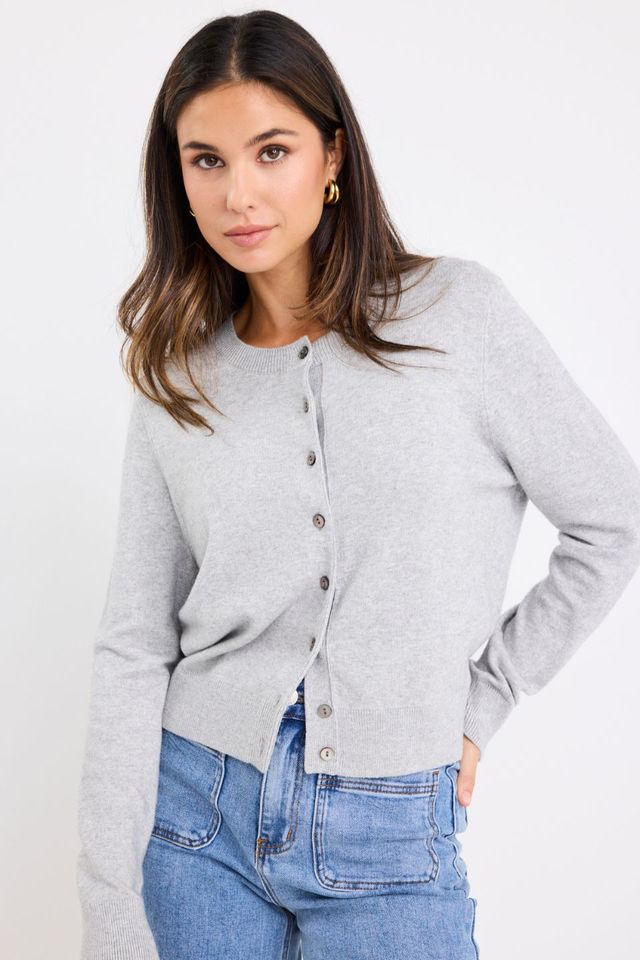 STORIES TO BE TOLD AUTOGRAPH CARDIGAN - LIGHT GREY MARLE