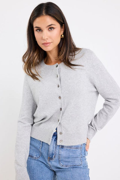 STORIES TO BE TOLD AUTOGRAPH CARDIGAN - LIGHT GREY MARLE