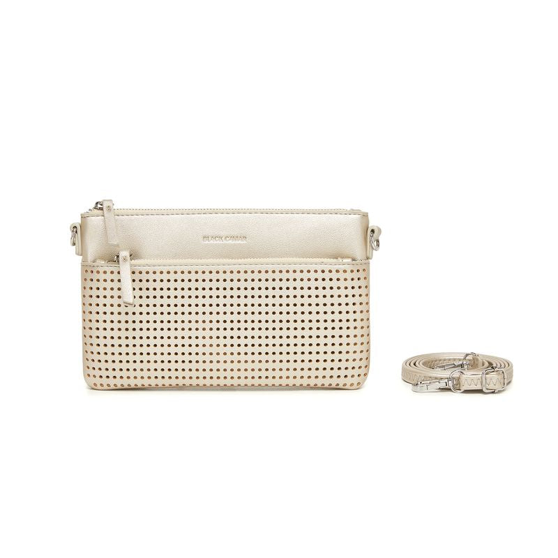 BLACK CAVIAR BAGS - MILLA CROSSBODY/CLUTCH - GOLD