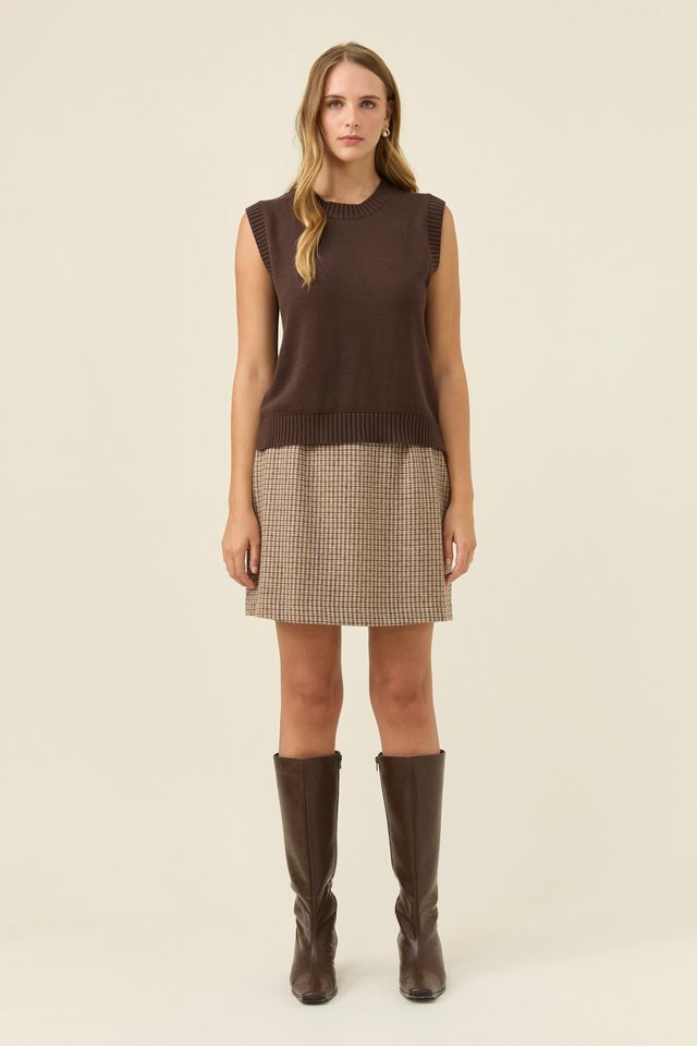 ISLE OF MINE - DARBY KNIT VEST - CHOCOLATE