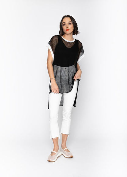 BLACKLIST LORENZA TUNIC - BLACK + WHITE TRIM