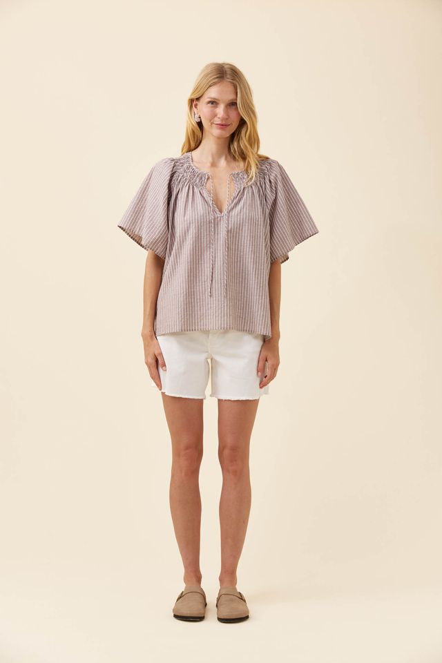 ISLE OF MINE LYNDELL SHIRRED TOP - TAUPE