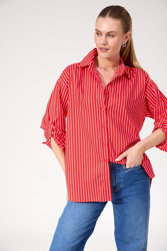 HAVEN FAIRBANKS STRIPE SHIRT - RED