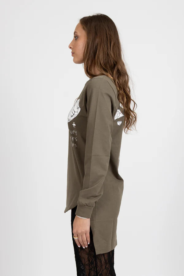FEDERATION LS SCALLOP TEE - PRESSURE - DARK KHAKI