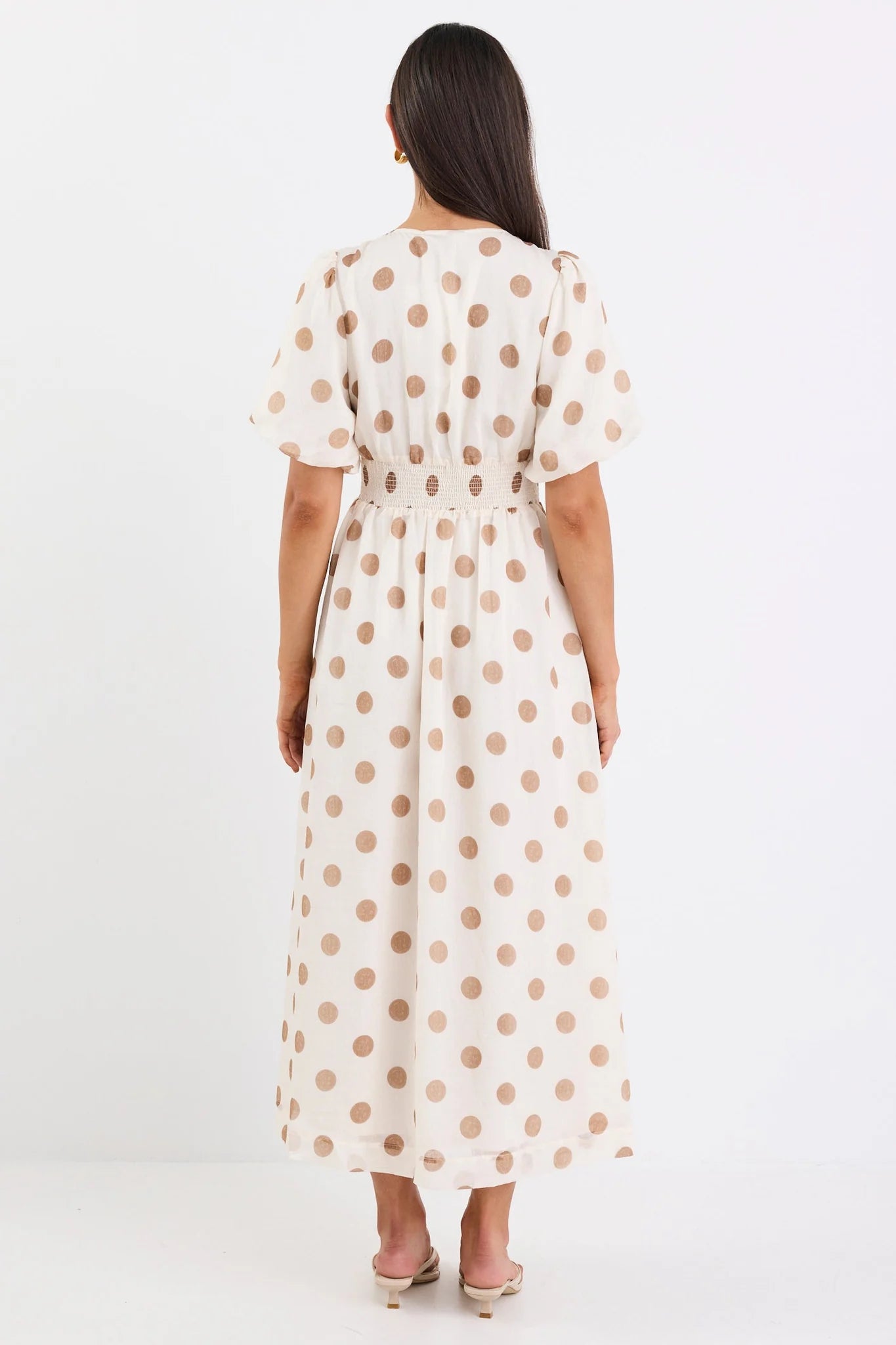 STORIES BE TOLD - LISBON MIDI DRESS - COPPER POLKA DOT