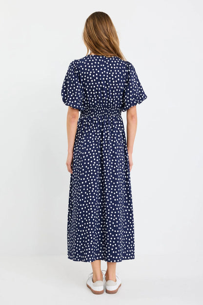 STORIES TO BE TOLD - LISBON MIDI DRESS - NAVY POLKA DOT