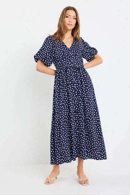 STORIES TO BE TOLD - LISBON MIDI DRESS - NAVY POLKA DOT