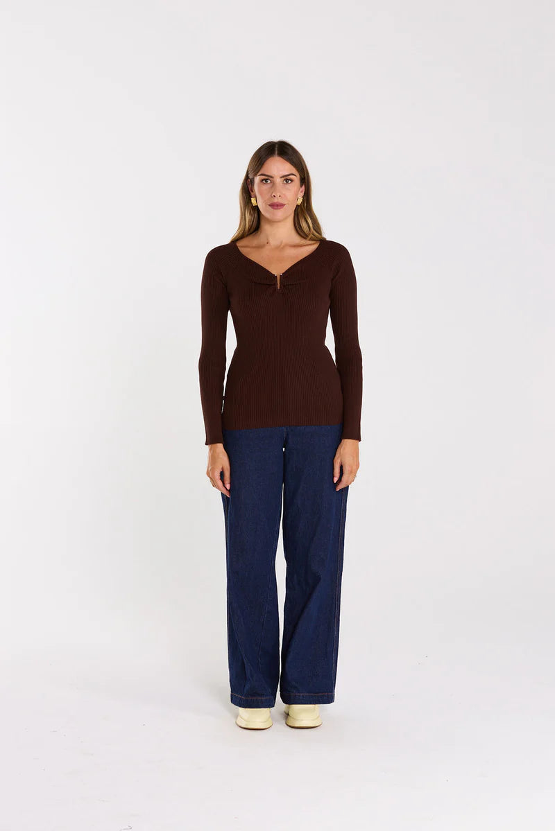 THING THING LOOP LONGSLEEVE - CHOCOLATE