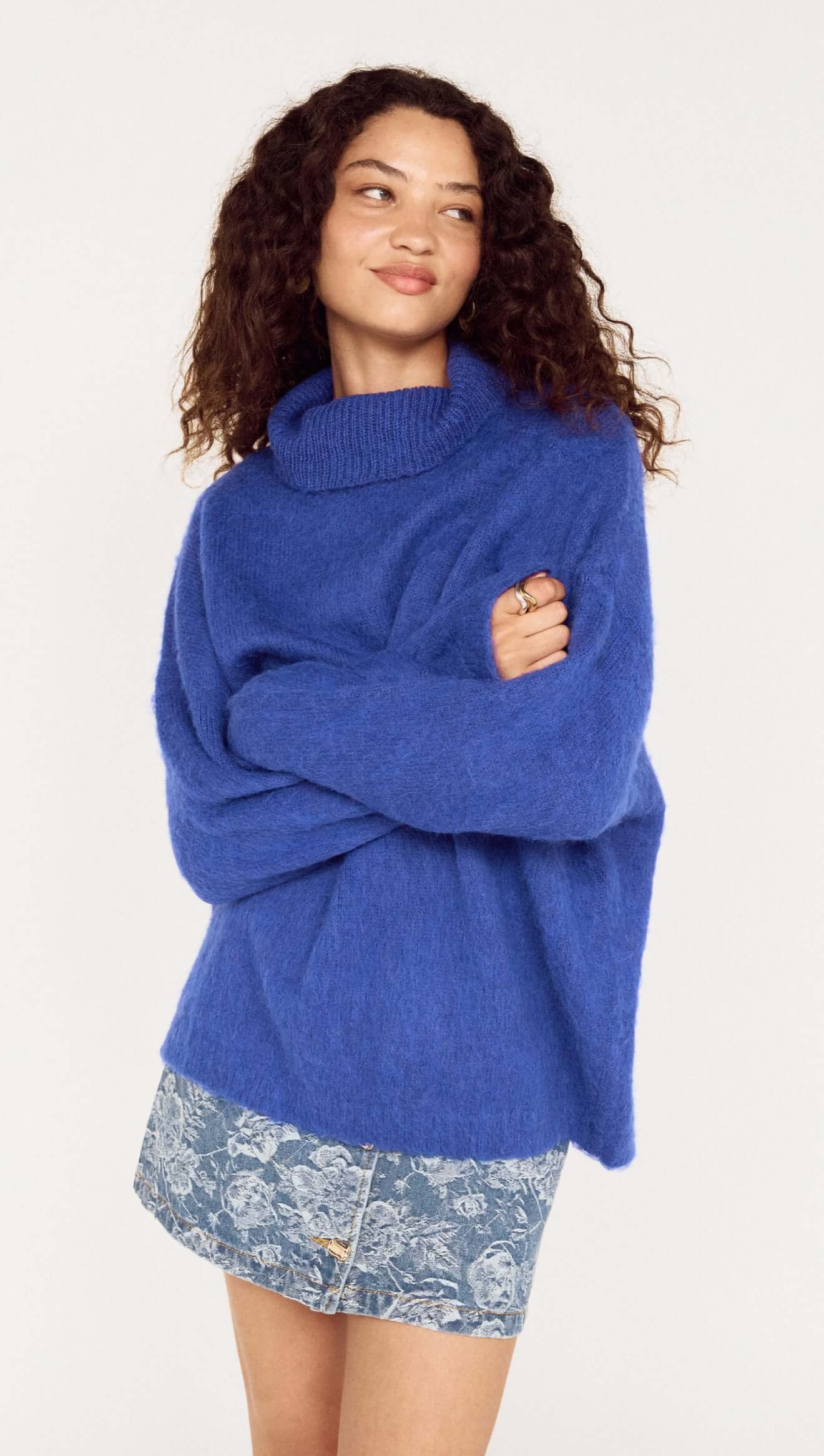 MINK PINK SABEL OVERSIZED KNIT - COBALT BLUE