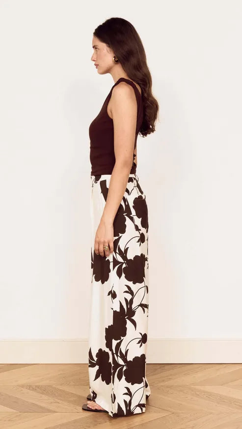 MINK PINK ELODIE WIDE LEG PANT - CHOCOLATE FLORAL