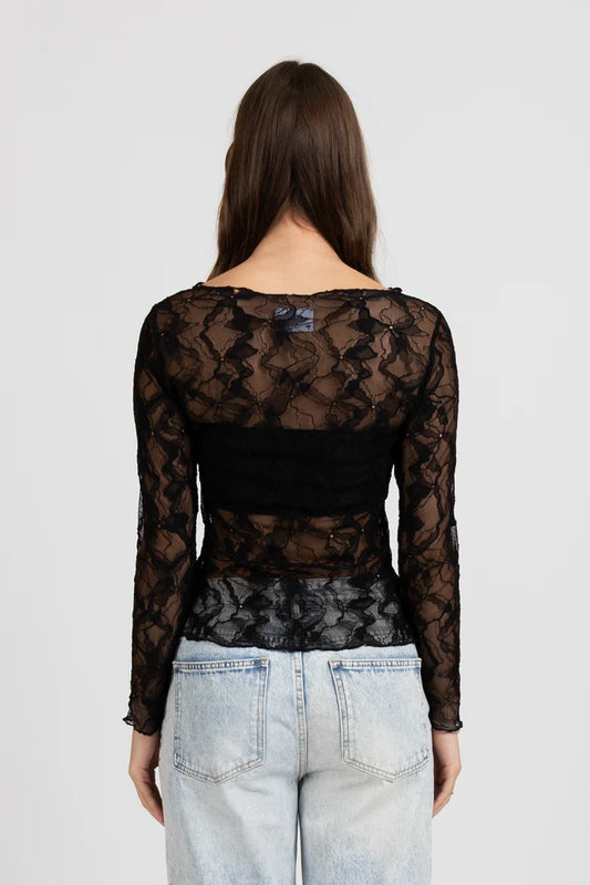FEDERATION IRIS LONG SLEEVE TOP - BLACK