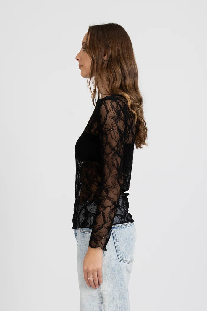 FEDERATION IRIS LONG SLEEVE TOP - BLACK