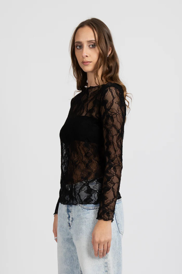 FEDERATION IRIS LONG SLEEVE TOP - BLACK